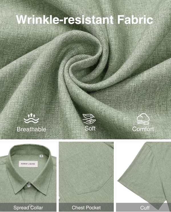 Alimens & Gentle Mens Linen Shirts Short Sleeve Button Down Shirts Wrinkle Free Casual Vacation Beach Summer Tops - Image 40