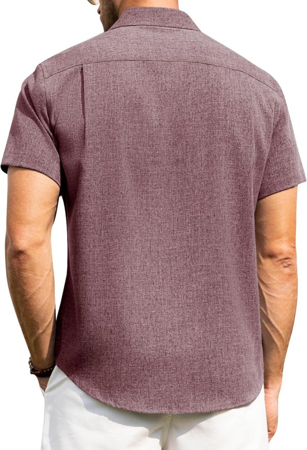 Alimens & Gentle Mens Linen Shirts Short Sleeve Button Down Shirts Wrinkle Free Casual Vacation Beach Summer Tops - Image 44
