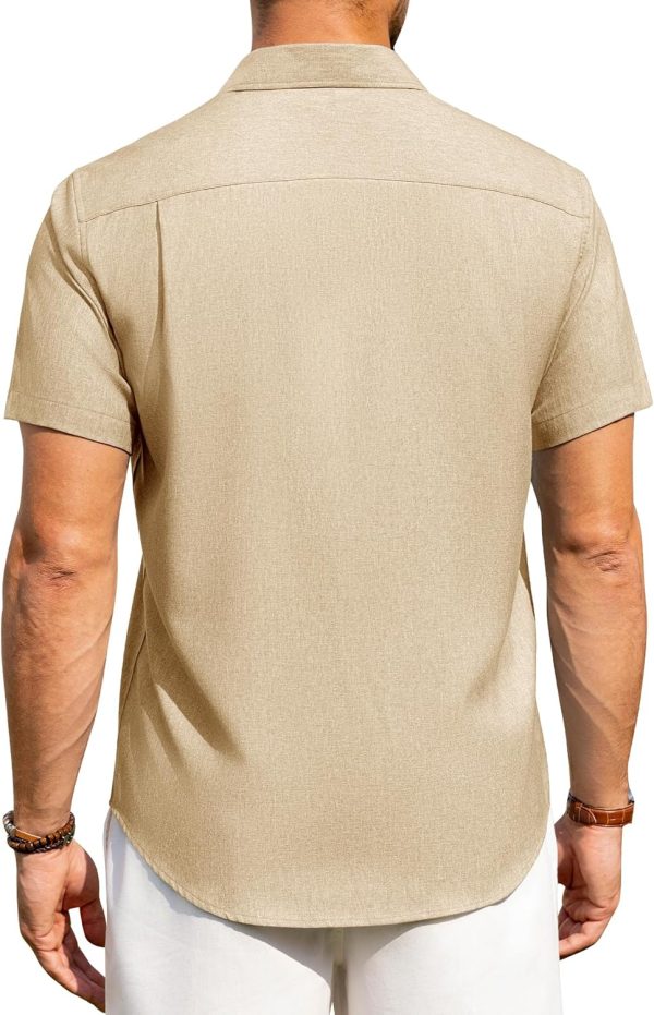 Alimens & Gentle Mens Linen Shirts Short Sleeve Button Down Shirts Wrinkle Free Casual Vacation Beach Summer Tops - Image 49