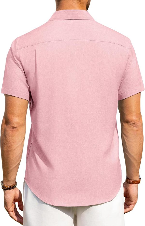 Alimens & Gentle Mens Linen Shirts Short Sleeve Button Down Shirts Wrinkle Free Casual Vacation Beach Summer Tops - Image 54