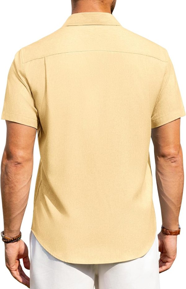 Alimens & Gentle Mens Linen Shirts Short Sleeve Button Down Shirts Wrinkle Free Casual Vacation Beach Summer Tops - Image 64