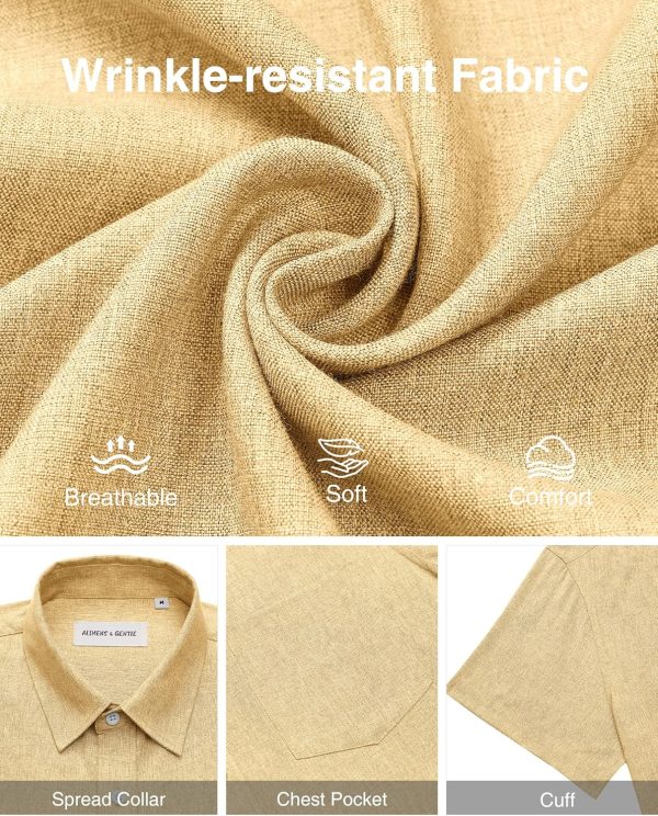 Alimens & Gentle Mens Linen Shirts Short Sleeve Button Down Shirts Wrinkle Free Casual Vacation Beach Summer Tops - Image 65