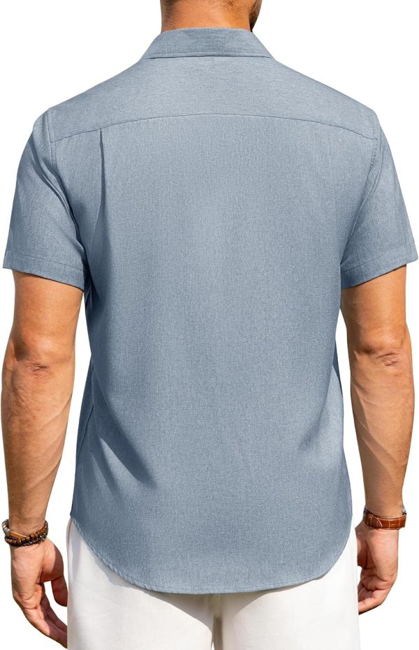 Alimens & Gentle Mens Linen Shirts Short Sleeve Button Down Shirts Wrinkle Free Casual Vacation Beach Summer Tops - Image 69
