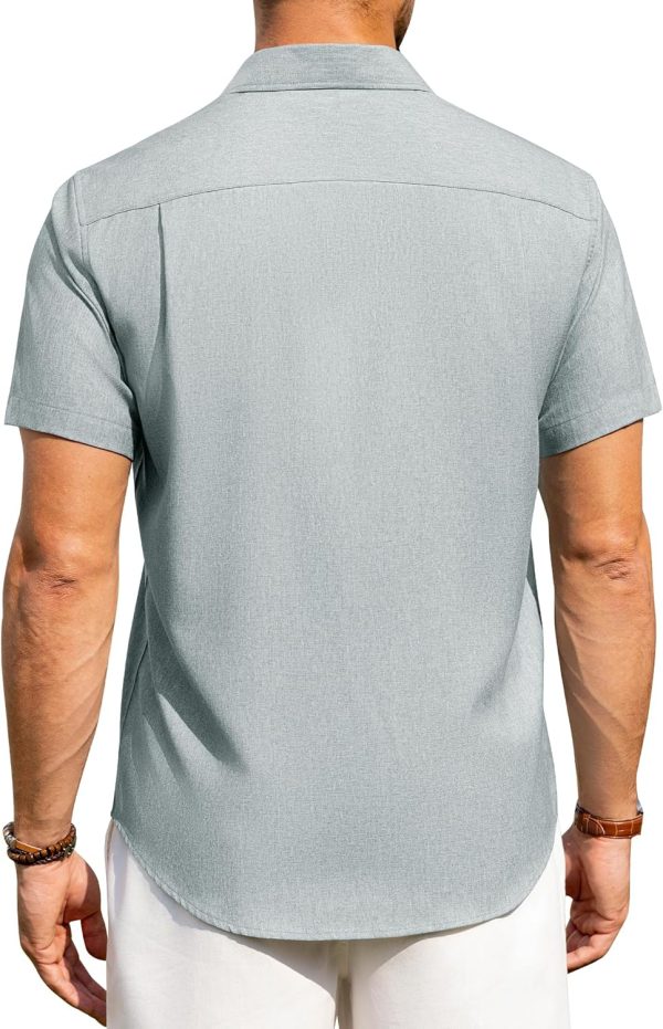Alimens & Gentle Mens Linen Shirts Short Sleeve Button Down Shirts Wrinkle Free Casual Vacation Beach Summer Tops - Image 74
