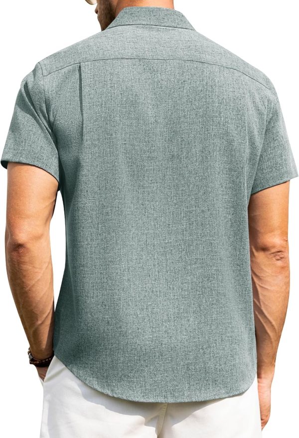 Alimens & Gentle Mens Linen Shirts Short Sleeve Button Down Shirts Wrinkle Free Casual Vacation Beach Summer Tops - Image 79