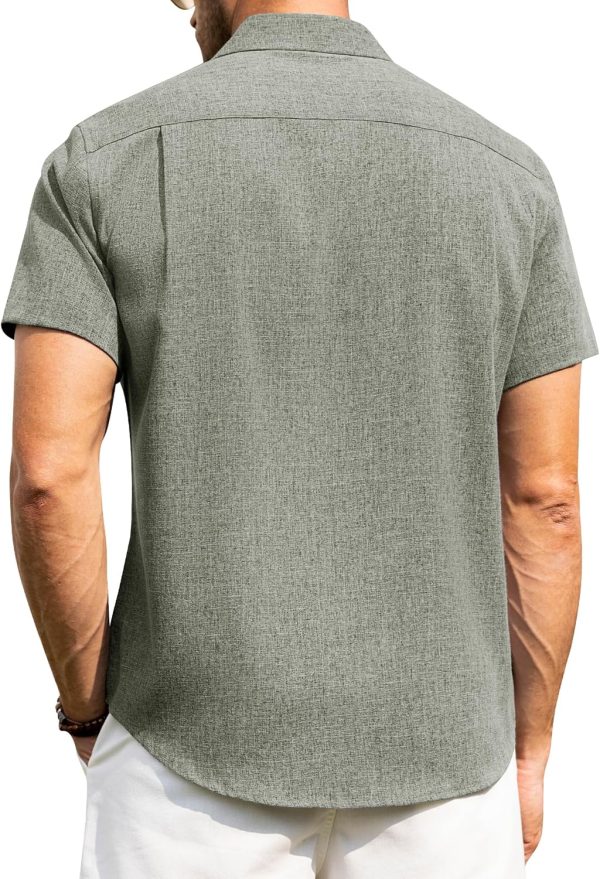 Alimens & Gentle Mens Linen Shirts Short Sleeve Button Down Shirts Wrinkle Free Casual Vacation Beach Summer Tops - Image 84