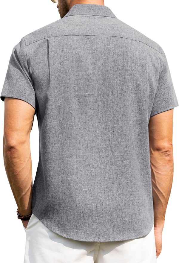 Alimens & Gentle Mens Linen Shirts Short Sleeve Button Down Shirts Wrinkle Free Casual Vacation Beach Summer Tops - Image 89