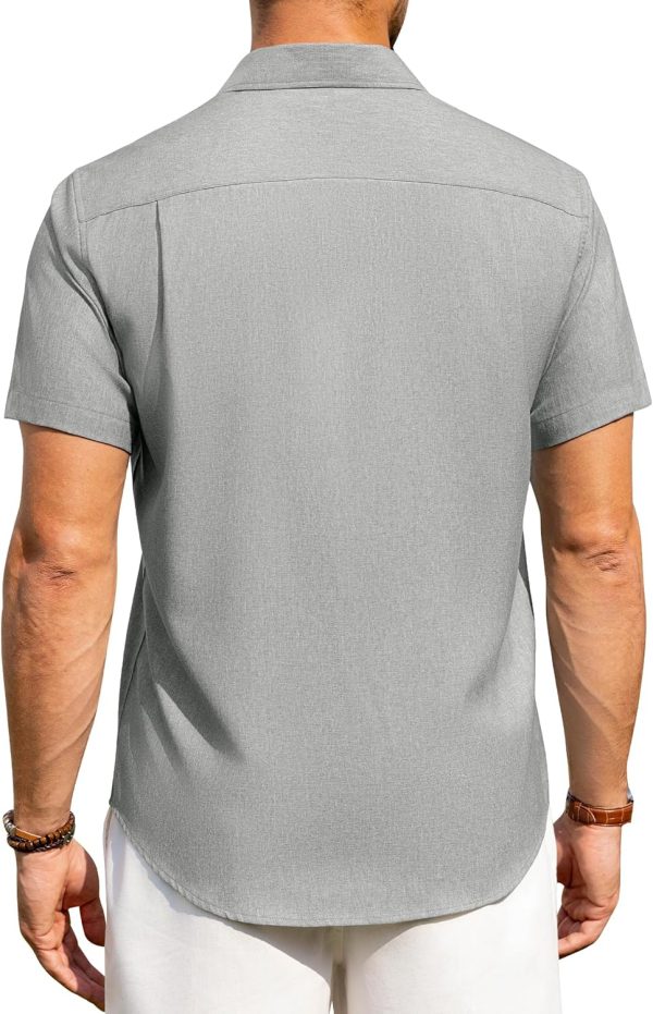 Alimens & Gentle Mens Linen Shirts Short Sleeve Button Down Shirts Wrinkle Free Casual Vacation Beach Summer Tops - Image 94