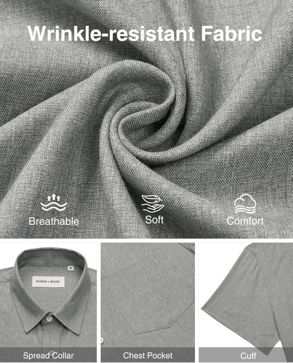 Alimens & Gentle Mens Linen Shirts Short Sleeve Button Down Shirts Wrinkle Free Casual Vacation Beach Summer Tops - Image 95