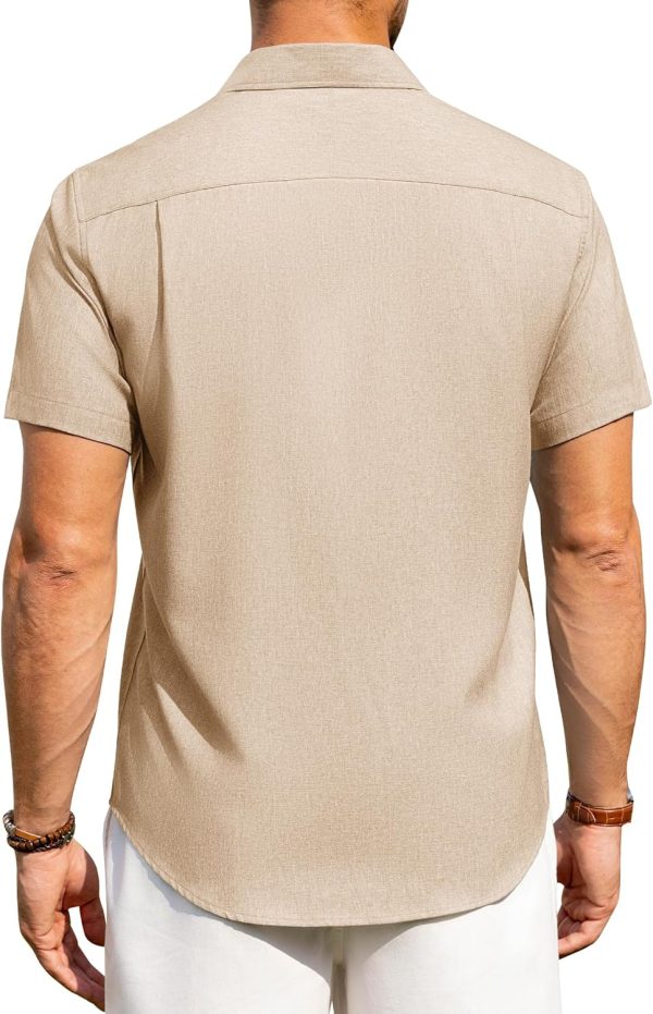 Alimens & Gentle Mens Linen Shirts Short Sleeve Button Down Shirts Wrinkle Free Casual Vacation Beach Summer Tops - Image 99
