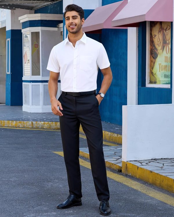 Alimens & Gentle Mens Short Sleeve Dress Shirts Regular Fit Stretch Wrinkle-Resistant Button Down Shirts - Image 3