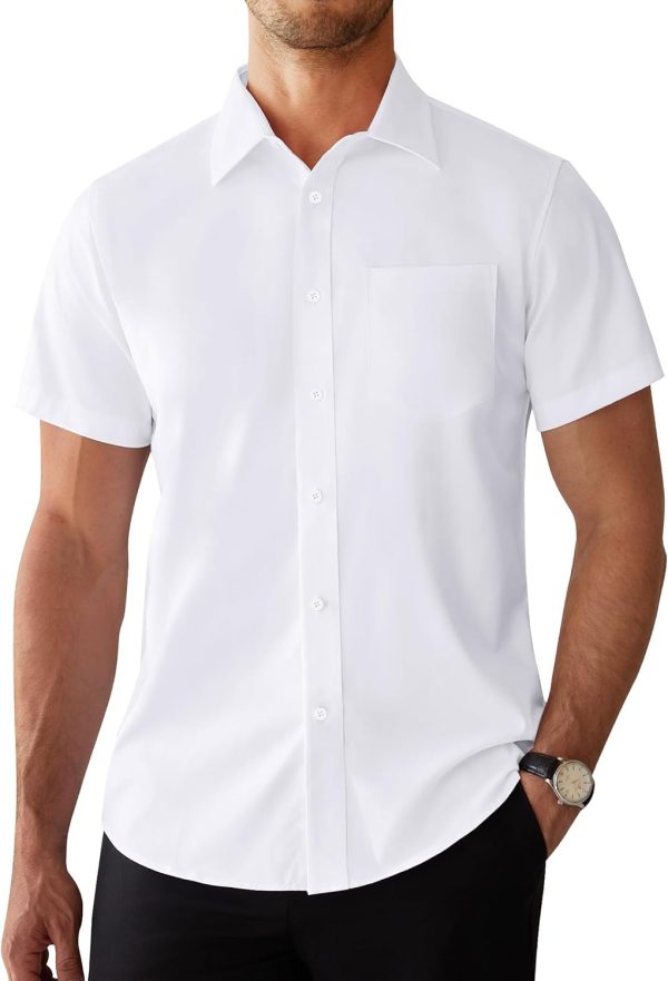 Alimens & Gentle Mens Short Sleeve Dress Shirts Regular Fit Stretch Wrinkle-Resistant Button Down Shirts - Image 6