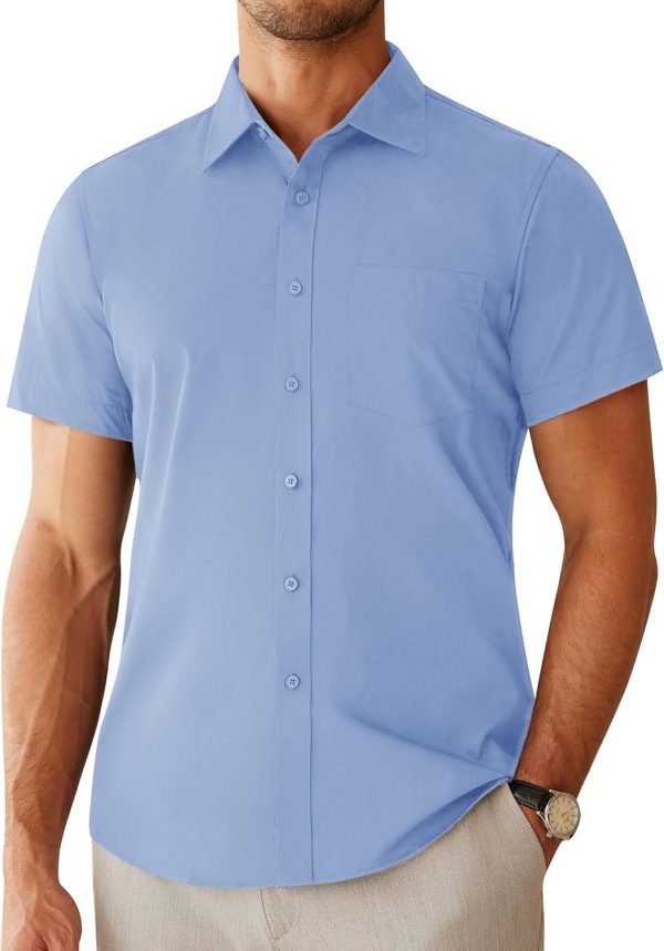 Alimens & Gentle Mens Short Sleeve Dress Shirts Regular Fit Stretch Wrinkle-Resistant Button Down Shirts - Image 12
