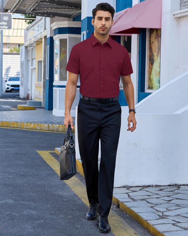 Alimens & Gentle Mens Short Sleeve Dress Shirts Regular Fit Stretch Wrinkle-Resistant Button Down Shirts - Image 15