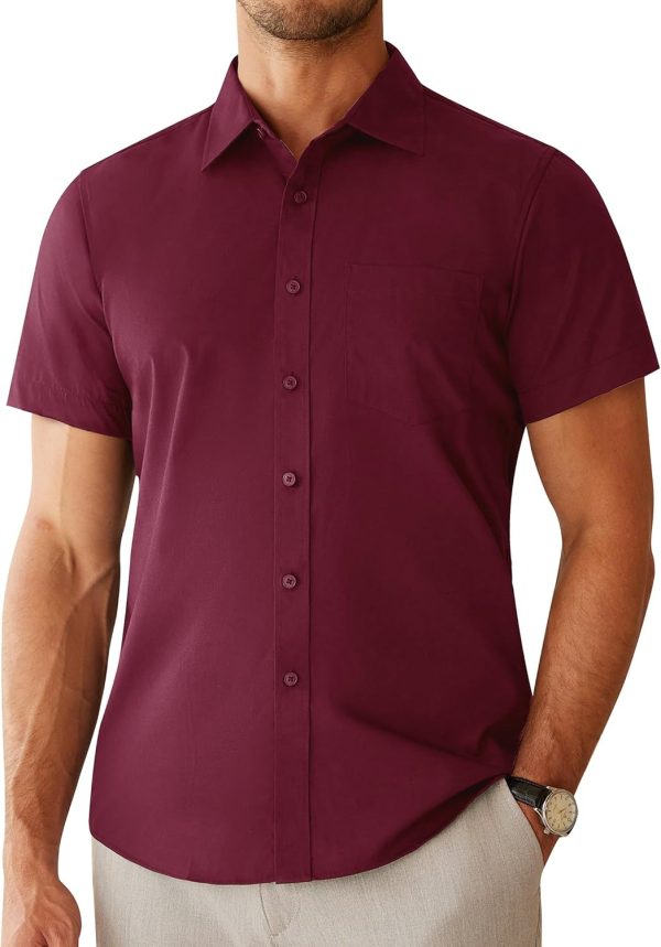 Alimens & Gentle Mens Short Sleeve Dress Shirts Regular Fit Stretch Wrinkle-Resistant Button Down Shirts - Image 18