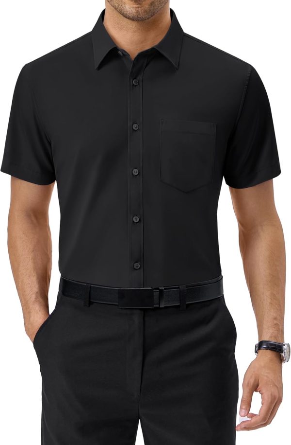Alimens & Gentle Mens Short Sleeve Dress Shirts Regular Fit Stretch Wrinkle-Resistant Button Down Shirts - Image 19