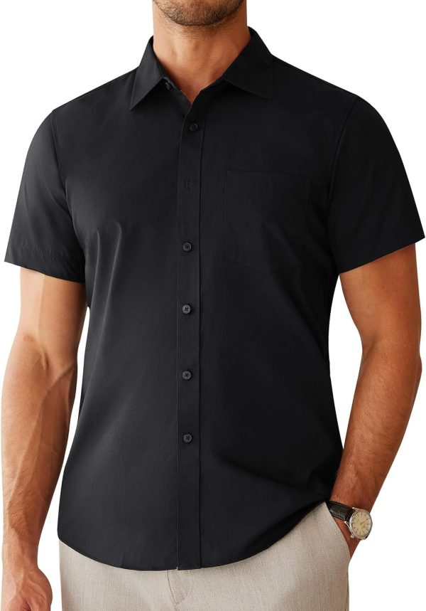 Alimens & Gentle Mens Short Sleeve Dress Shirts Regular Fit Stretch Wrinkle-Resistant Button Down Shirts - Image 24