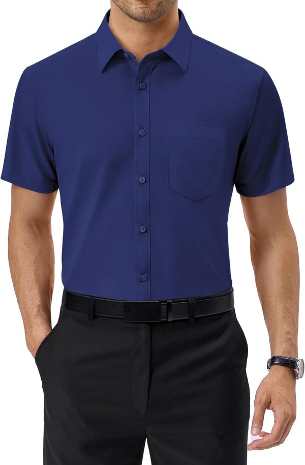 Alimens & Gentle Mens Short Sleeve Dress Shirts Regular Fit Stretch Wrinkle-Resistant Button Down Shirts - Image 31