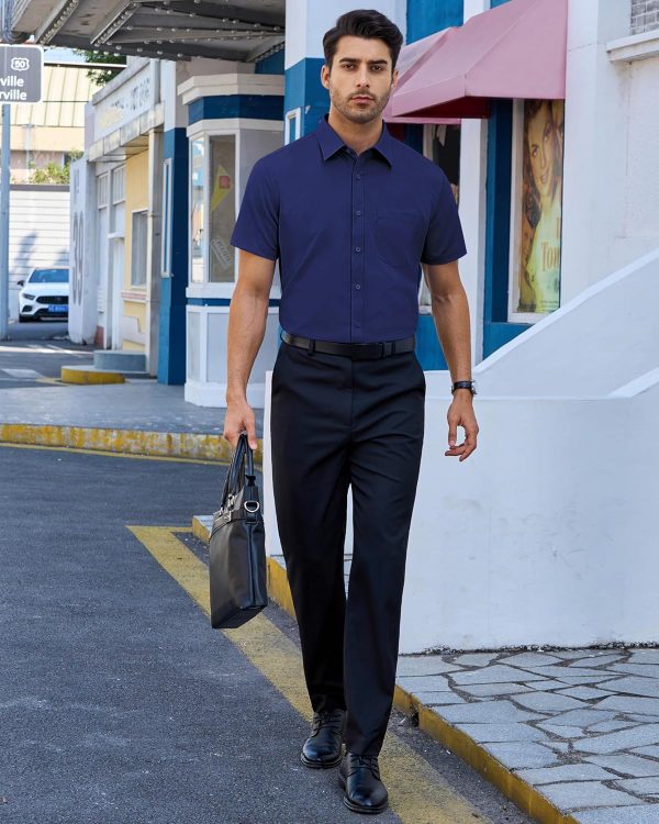 Alimens & Gentle Mens Short Sleeve Dress Shirts Regular Fit Stretch Wrinkle-Resistant Button Down Shirts - Image 33
