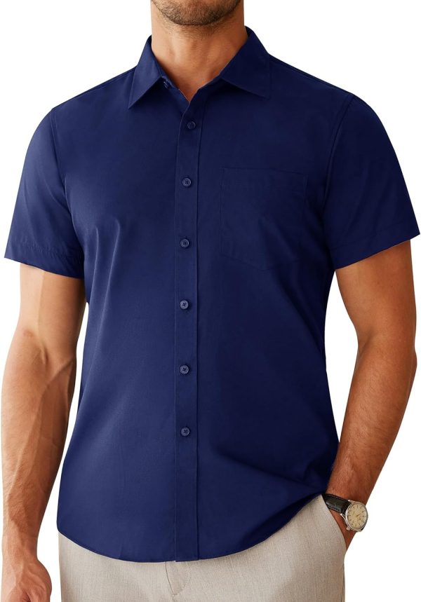 Alimens & Gentle Mens Short Sleeve Dress Shirts Regular Fit Stretch Wrinkle-Resistant Button Down Shirts - Image 36