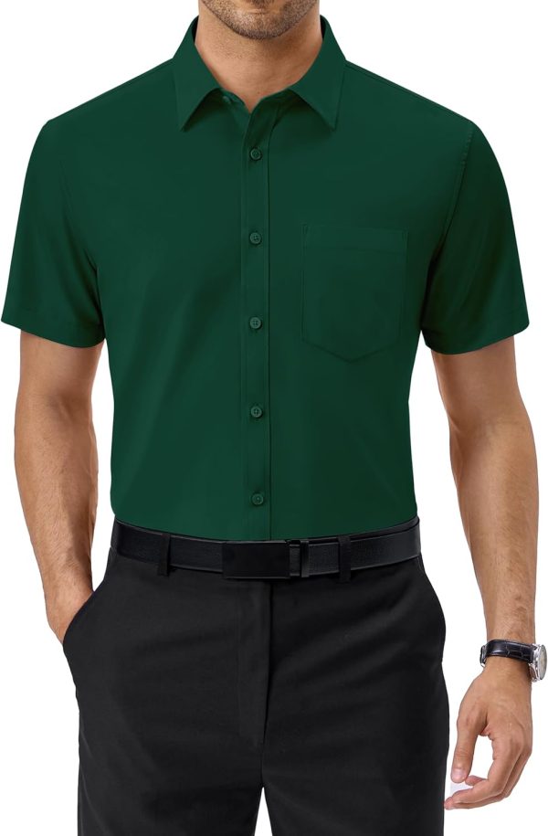 Alimens & Gentle Mens Short Sleeve Dress Shirts Regular Fit Stretch Wrinkle-Resistant Button Down Shirts - Image 37