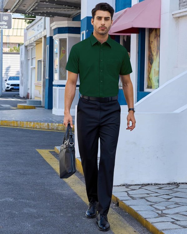 Alimens & Gentle Mens Short Sleeve Dress Shirts Regular Fit Stretch Wrinkle-Resistant Button Down Shirts - Image 39