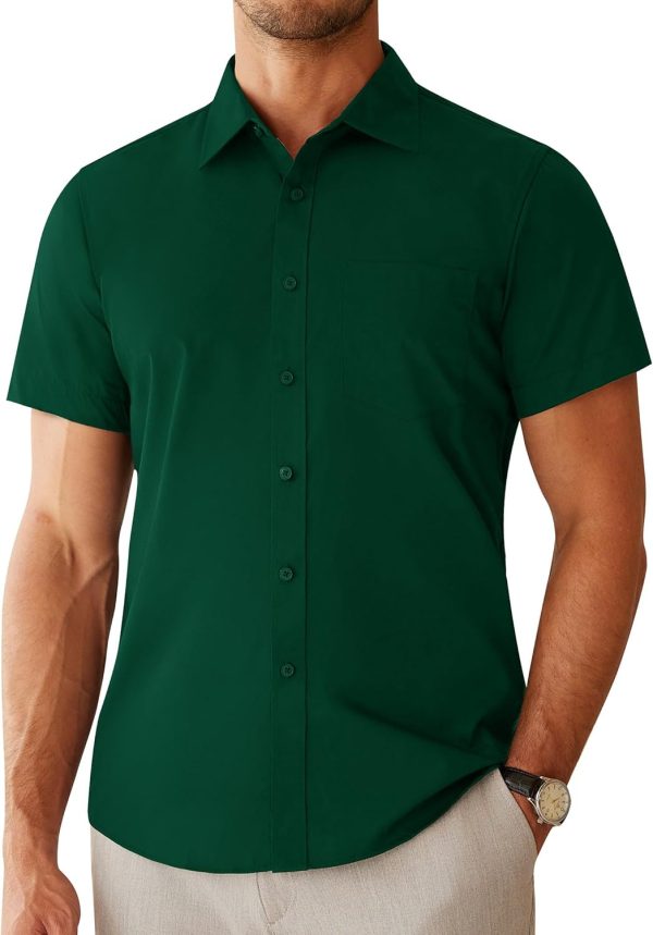 Alimens & Gentle Mens Short Sleeve Dress Shirts Regular Fit Stretch Wrinkle-Resistant Button Down Shirts - Image 42