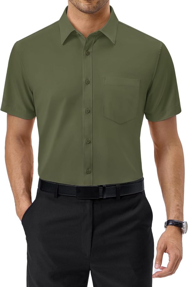 Alimens & Gentle Mens Short Sleeve Dress Shirts Regular Fit Stretch Wrinkle-Resistant Button Down Shirts - Image 43