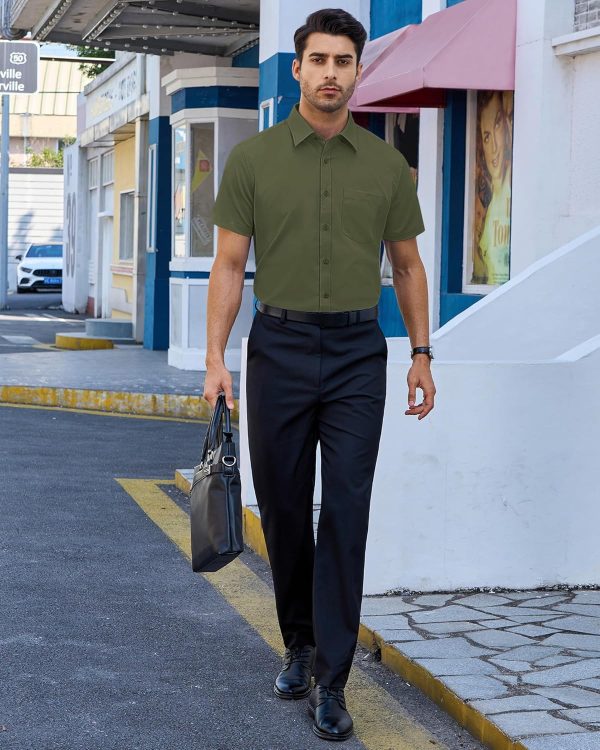 Alimens & Gentle Mens Short Sleeve Dress Shirts Regular Fit Stretch Wrinkle-Resistant Button Down Shirts - Image 44