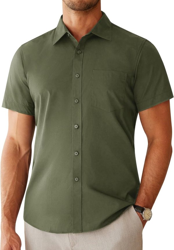 Alimens & Gentle Mens Short Sleeve Dress Shirts Regular Fit Stretch Wrinkle-Resistant Button Down Shirts - Image 48