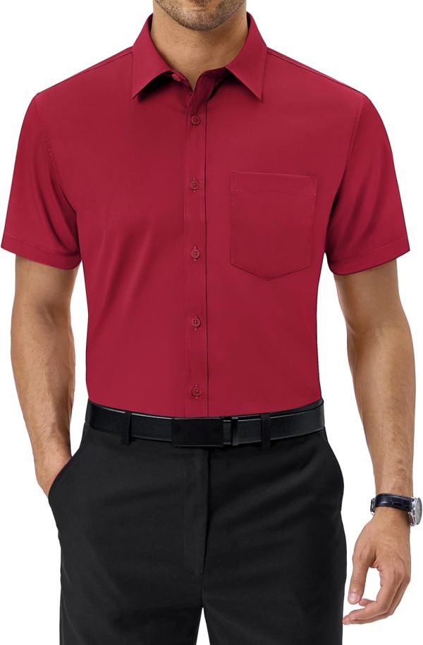 Alimens & Gentle Mens Short Sleeve Dress Shirts Regular Fit Stretch Wrinkle-Resistant Button Down Shirts - Image 49