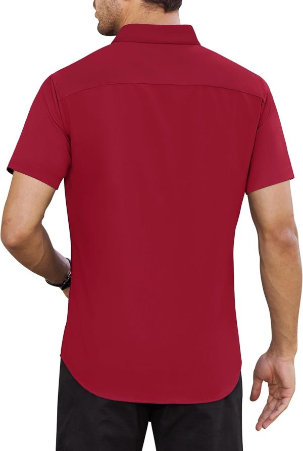 Alimens & Gentle Mens Short Sleeve Dress Shirts Regular Fit Stretch Wrinkle-Resistant Button Down Shirts - Image 50