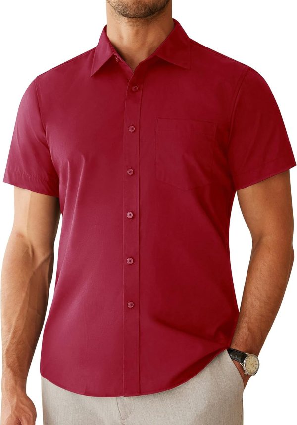 Alimens & Gentle Mens Short Sleeve Dress Shirts Regular Fit Stretch Wrinkle-Resistant Button Down Shirts - Image 54