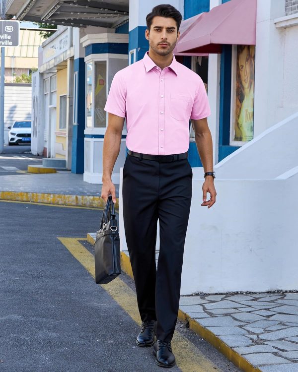Alimens & Gentle Mens Short Sleeve Dress Shirts Regular Fit Stretch Wrinkle-Resistant Button Down Shirts - Image 57