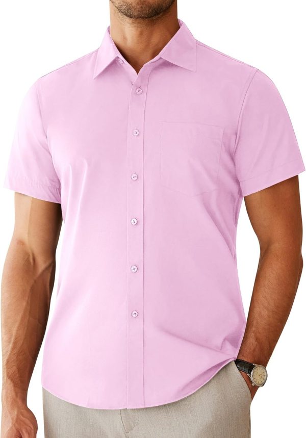 Alimens & Gentle Mens Short Sleeve Dress Shirts Regular Fit Stretch Wrinkle-Resistant Button Down Shirts - Image 60