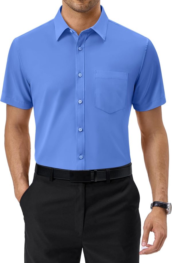 Alimens & Gentle Mens Short Sleeve Dress Shirts Regular Fit Stretch Wrinkle-Resistant Button Down Shirts - Image 61