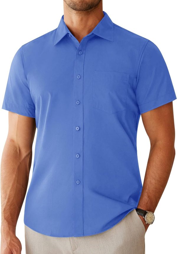 Alimens & Gentle Mens Short Sleeve Dress Shirts Regular Fit Stretch Wrinkle-Resistant Button Down Shirts - Image 66