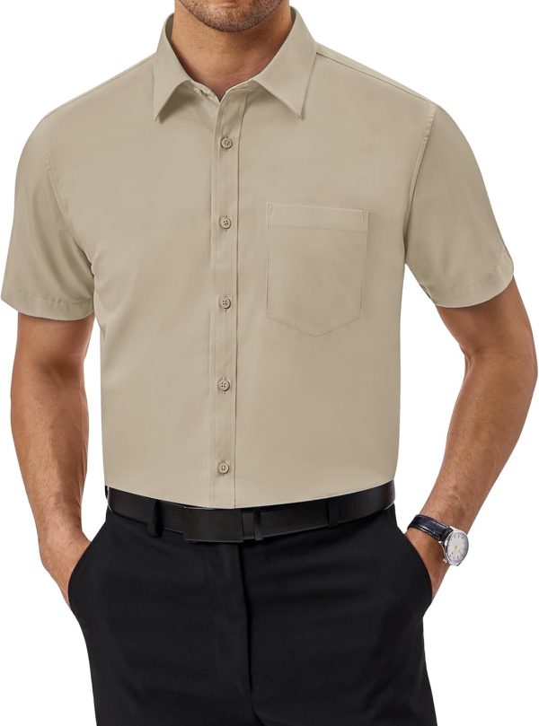 Alimens & Gentle Mens Short Sleeve Dress Shirts Regular Fit Stretch Wrinkle-Resistant Button Down Shirts - Image 69