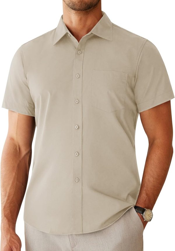 Alimens & Gentle Mens Short Sleeve Dress Shirts Regular Fit Stretch Wrinkle-Resistant Button Down Shirts - Image 72