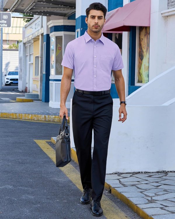 Alimens & Gentle Mens Short Sleeve Dress Shirts Regular Fit Stretch Wrinkle-Resistant Button Down Shirts - Image 75
