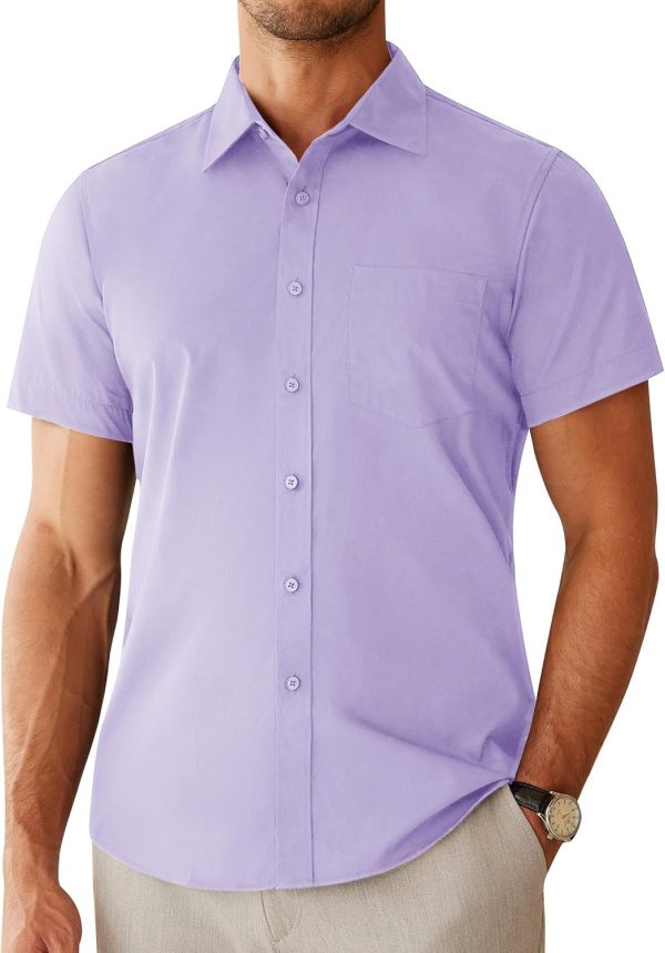 Alimens & Gentle Mens Short Sleeve Dress Shirts Regular Fit Stretch Wrinkle-Resistant Button Down Shirts - Image 78