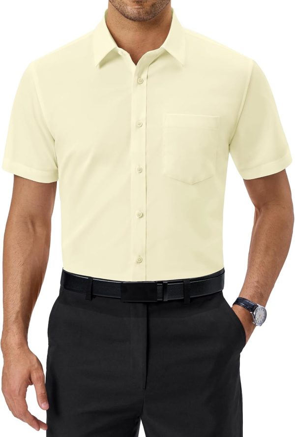 Alimens & Gentle Mens Short Sleeve Dress Shirts Regular Fit Stretch Wrinkle-Resistant Button Down Shirts - Image 79