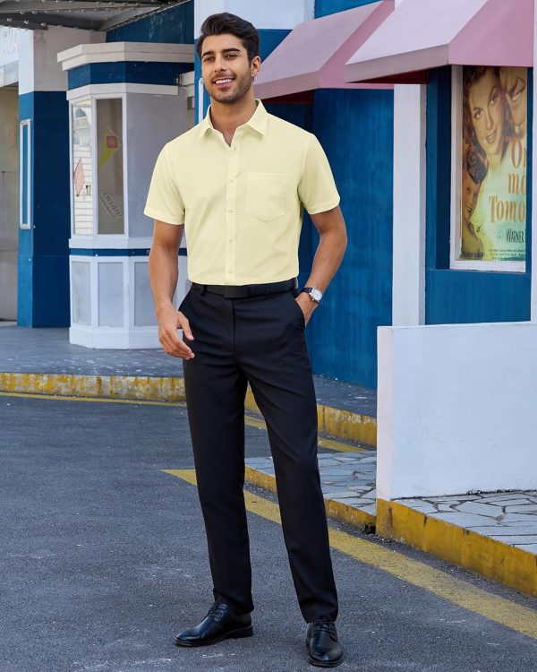 Alimens & Gentle Mens Short Sleeve Dress Shirts Regular Fit Stretch Wrinkle-Resistant Button Down Shirts - Image 81