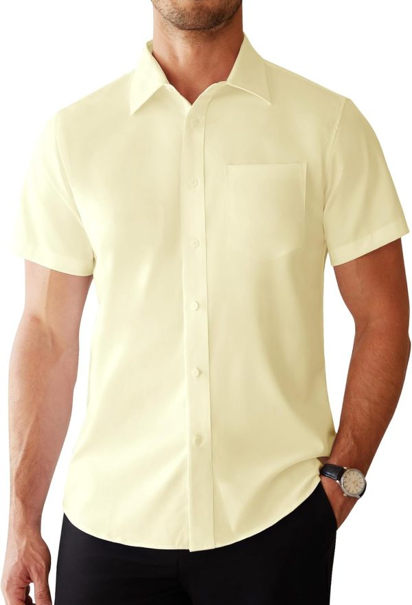 Alimens & Gentle Mens Short Sleeve Dress Shirts Regular Fit Stretch Wrinkle-Resistant Button Down Shirts - Image 84