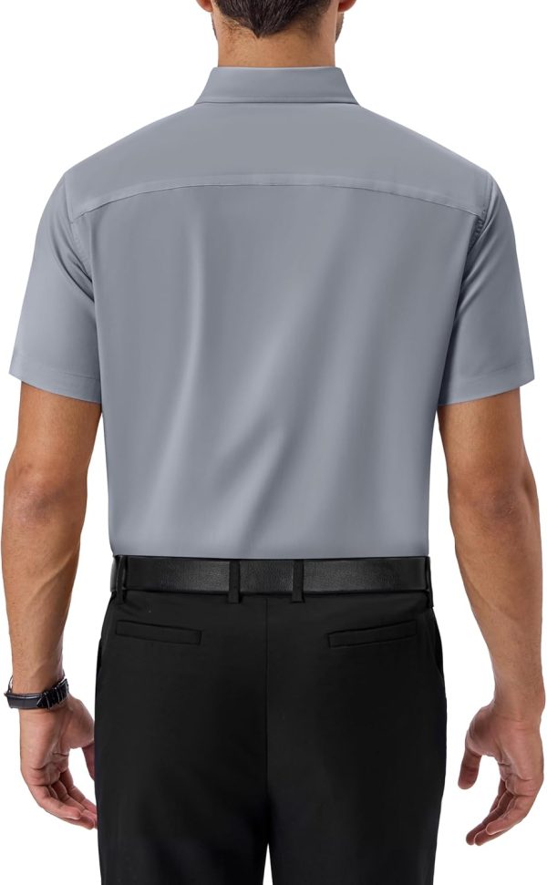 Alimens & Gentle Mens Short Sleeve Dress Shirts Regular Fit Stretch Wrinkle-Resistant Button Down Shirts - Image 86