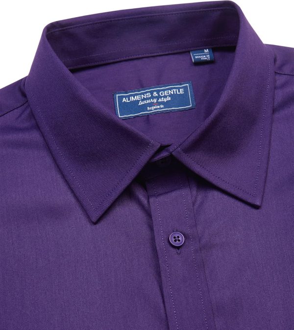 Alimens & Gentle Mens Short Sleeve Dress Shirts Regular Fit Stretch Wrinkle-Resistant Button Down Shirts - Image 94