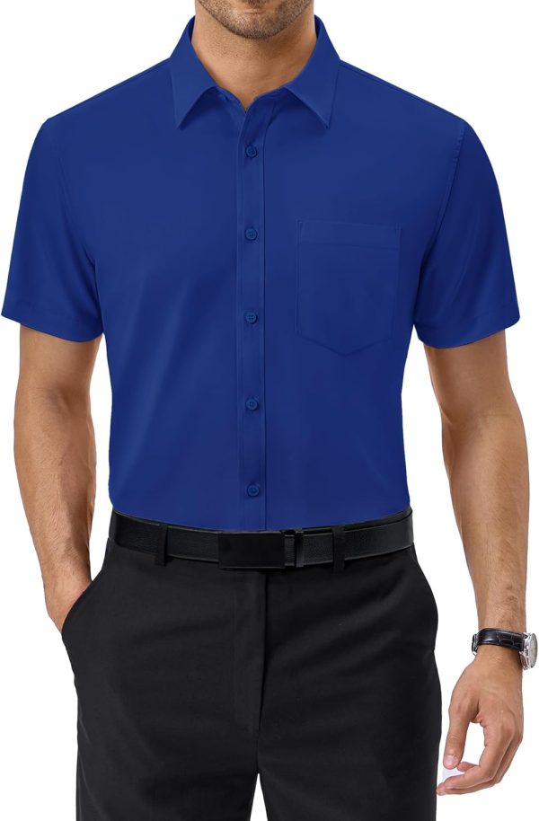 Alimens & Gentle Mens Short Sleeve Dress Shirts Regular Fit Stretch Wrinkle-Resistant Button Down Shirts - Image 97