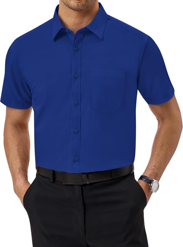 Alimens & Gentle Mens Short Sleeve Dress Shirts Regular Fit Stretch Wrinkle-Resistant Button Down Shirts - Image 99