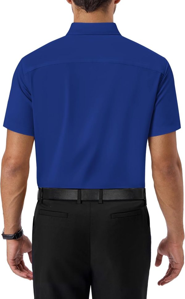 Alimens & Gentle Mens Short Sleeve Dress Shirts Regular Fit Stretch Wrinkle-Resistant Button Down Shirts - Image 100