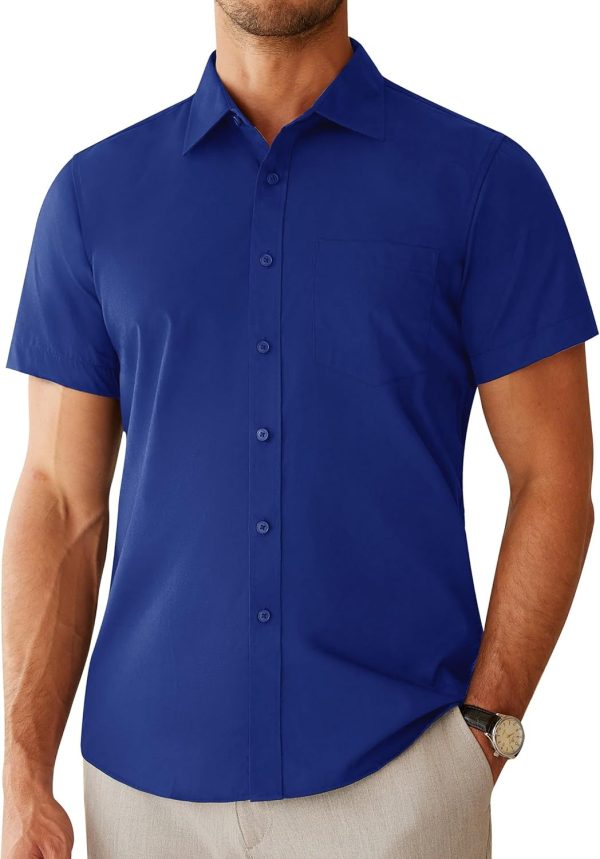 Alimens & Gentle Mens Short Sleeve Dress Shirts Regular Fit Stretch Wrinkle-Resistant Button Down Shirts - Image 102